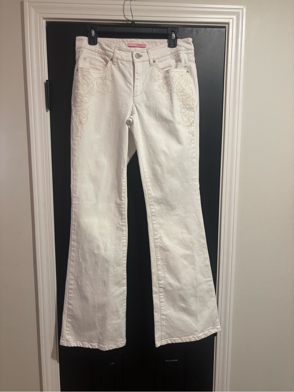 Women’s Off White Embroidered Flare Jeans